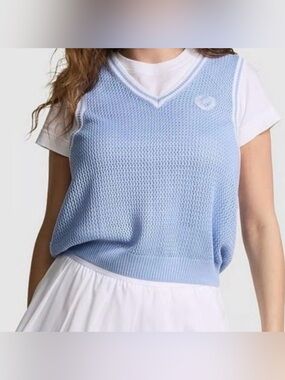 PINK VS 🩵See thru Mesh Knit 🩵Sleeveless Top 🩵 V-Neck Sweater